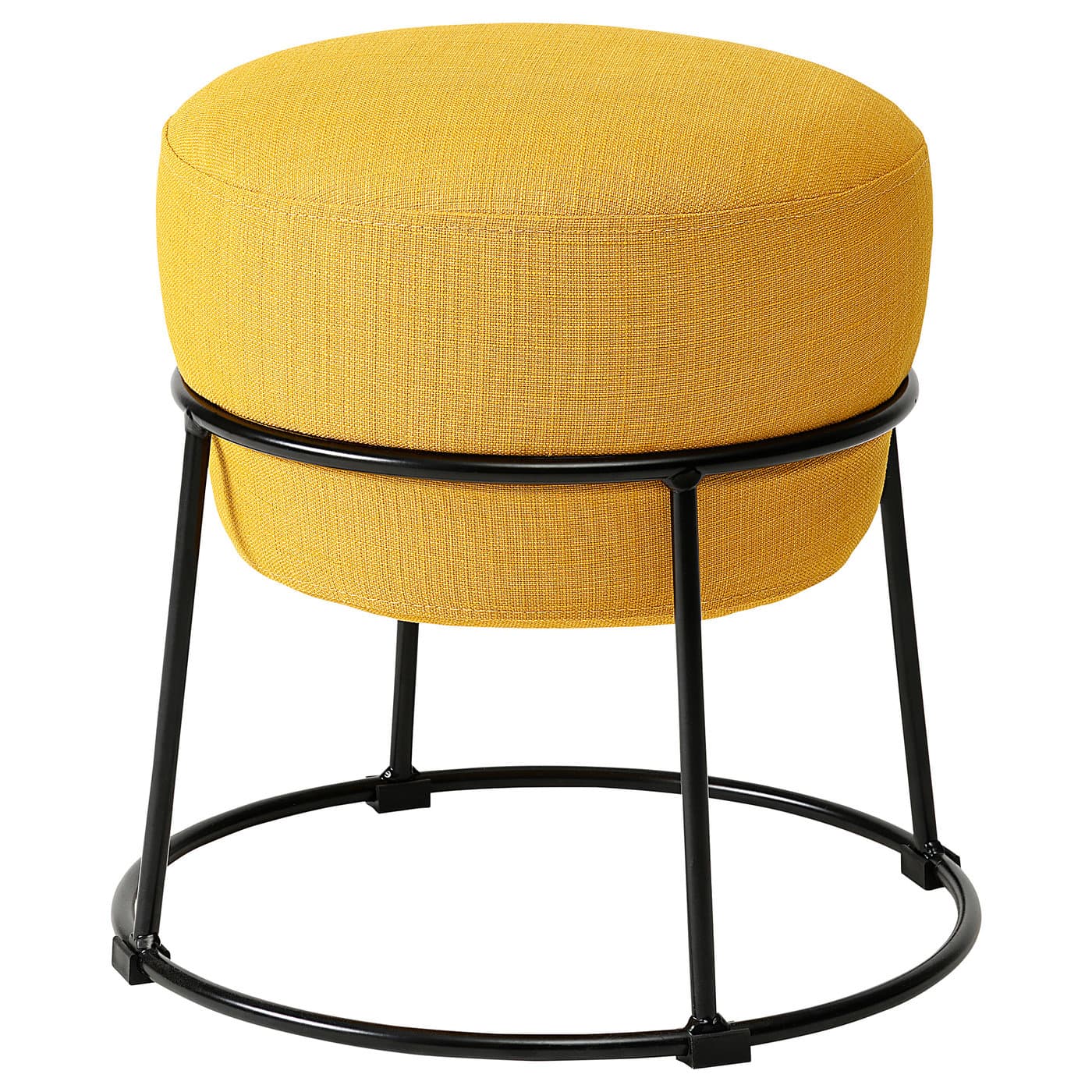 Modern Round Yellow Fabric Stool