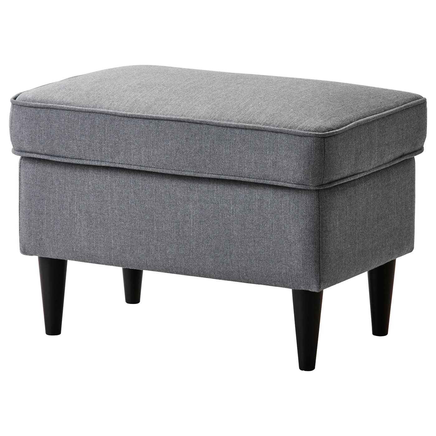 Modern Grey Upholstered Ottoman Stool