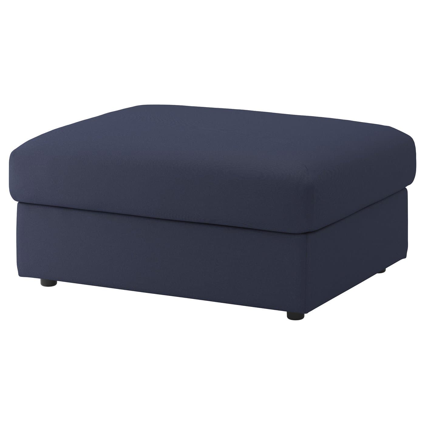 Modern Navy Fabric Ottoman Stool
