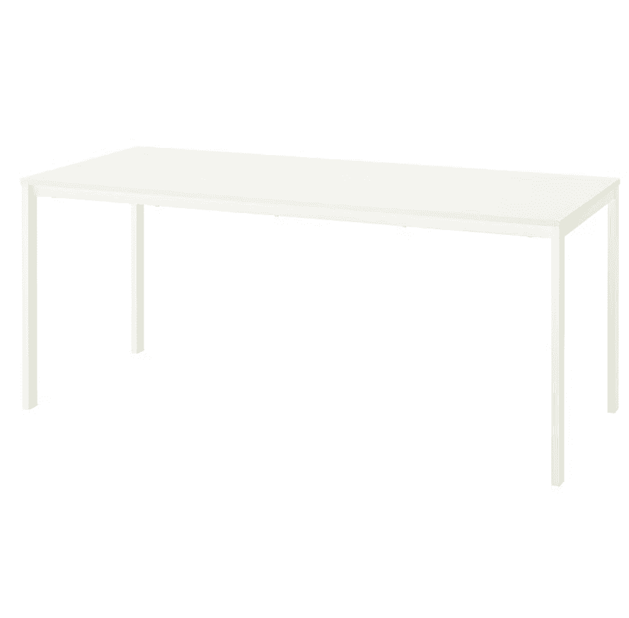 Minimalist White Rectangular Dining Table