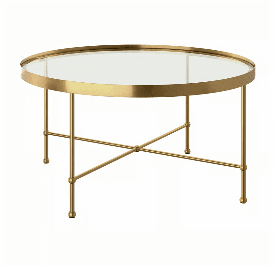 Round Gold Glass Coffee Table